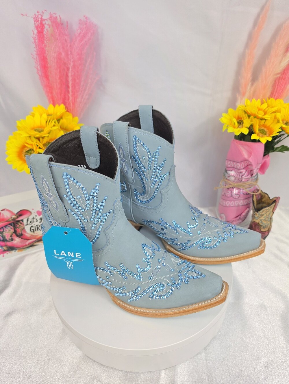 New LANE Lexington Cowgirl Boots with SWAROVSKI Crystals - Picture 7 of 11